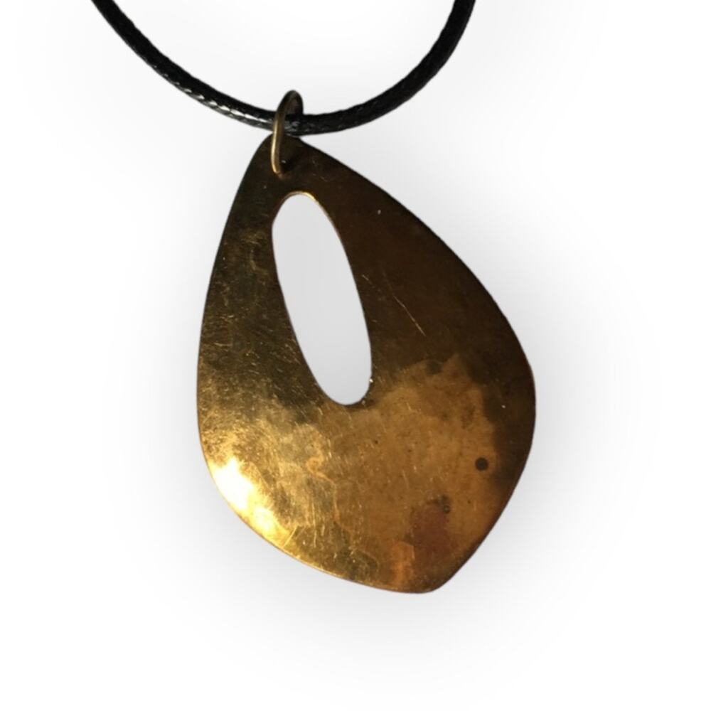 Made in USA Hammered copper tone up-cycled abstract pendant necklace